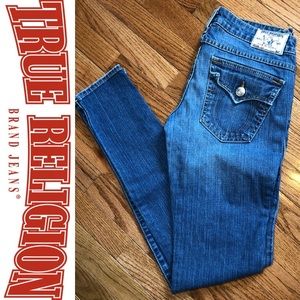 True Religion-Julie LowRise Distressed Long Skinny